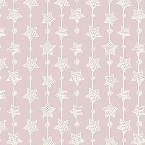 Tricoline Estrelinhas Rosa Bebe 100% Algodão, 50cm x 1,50mt