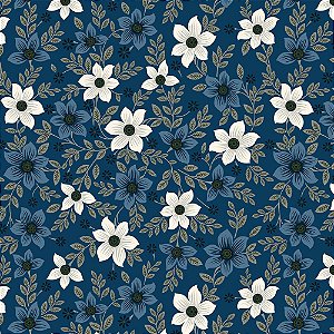 Tricoline Floral Night and Day 3, 100% Algodão, 50cm x 1,50m