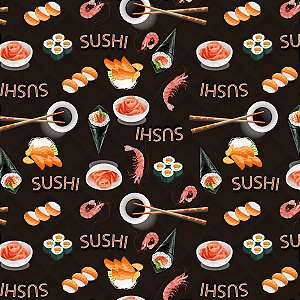 Tricoline Digital Sushi New, 100% Algodão, 50cm x 1,50mt