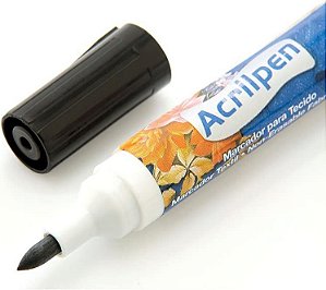 Caneta para Tecido Acrilpen Preto Acrilex  1 unidade