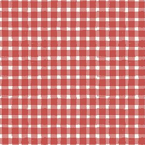 Tricoline Digital Xadrez Picnic Vermelho, 50cm x 1,50mt