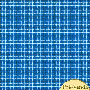 Tricoline Mini Grid Azulão, 100% Algodão, 50cm x 1,50mt