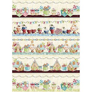 Tricoline Digital Barrado Natal Ginger, 50cm x 1,50mt