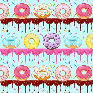 Tricoline Digital Barrados Donuts Coloridos, 59cm x 1,50mt