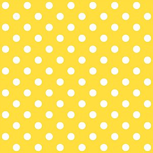 Tricoline Poá Médio Peri Branco Fundo Amarelo, 50cm x 1,50mt