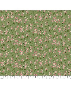 Tricoline Estampado Flora II (Verde) 100% Alg 50cm x 1,50mt