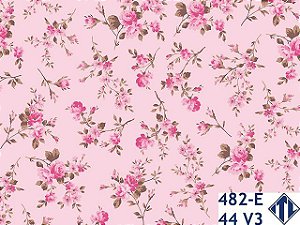 Tricoline Floral do Campo Rosa, 100% Algodão 50cm x 1,50mt