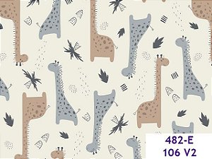Tecido Tricoline Girafas Ibi, 100% Algodão 50cm x 1,50mt