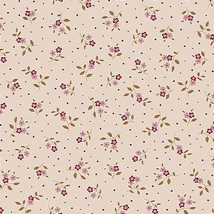 Cotton Linen Mini Floral Bordo 80%Alg 20%Linho 50cm x 1,52mt