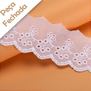 Bordado Inglês Branco 100% Algodão BA-009 Peça 5cm x 13,70mt