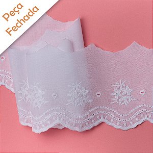 Bordado Inglês Branco 100% Algodão BA-013 - Peça 10cm x 10mt