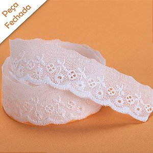 Bordado Inglês Branco 100%Algodão BA-004 Peça 2,5cm x 13,7mt