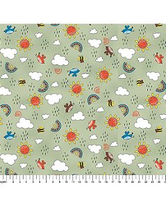 Tricoline Estampado Chuvisco Verde 100% Algodão 50cm x 1,50m