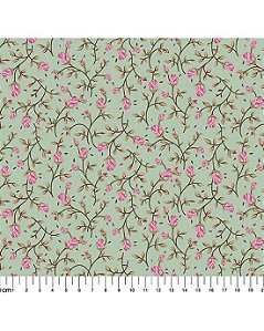 Tricoline Estampado Grace Verde 100% Algodão 50cm x 1,50mt