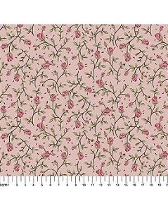 Tricoline Estampado Grace Rosa 100% Algodão 50cm x 1,50mt