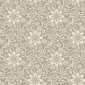 Tecido Tricoline Floral Nature Bege, 100% Alg. 50cm x 1,50mt