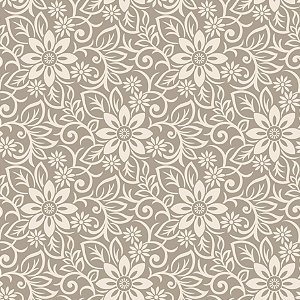 Tecido Tricoline Floral Nature Bege, 100% Alg. 50cm x 1,50mt