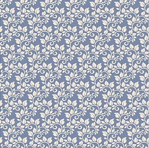 Tricoline Folhas Nature Azul, 100% Algodão, 50cm x 1,50mt