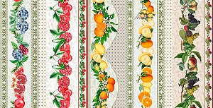 Tricoline Digital Barrado Amor em Cores Frutas 50cm x 1,50mt