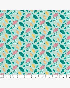 Tricoline Floral Gaby (Verde) 100%  Algodão 50cm x 1,50mt