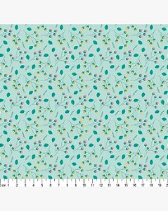 Tricoline Floral Betty (Verde) 100%  Algodão 50cm x 1,50mt