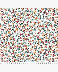 Tricoline Floral Eloa (Branco) 100%  Algodão 50cm x 1,50mt