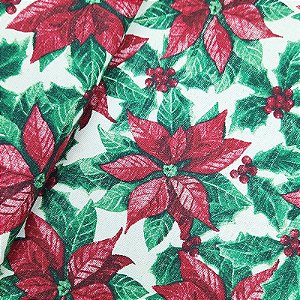 Cotton Linen Natal Floral 80% Alg 20% Linho 50cm x 1,52mt