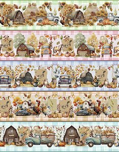 Tricoline Digital Barrado Country House, 55cm x 1,50mt