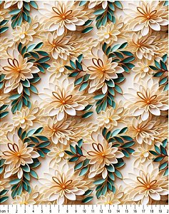 Tricoline Digital 3D Floral Thalia 100% Algodão 50cm x 1,50m