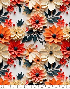 Tricoline Digital 3D Floral Danubia 100% Algod 50cm x 1,50mt