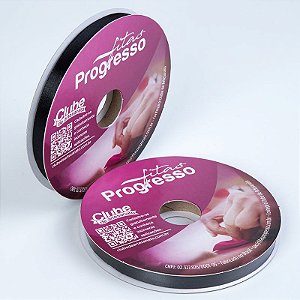 Fita De Cetim Progresso Preto CF002, 10mm - Rolo 50mt