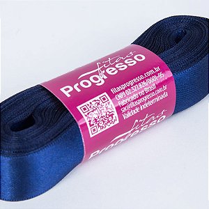 Fita De Cetim Progresso Azul Marinho CF005, 22mm - Peça 10mt