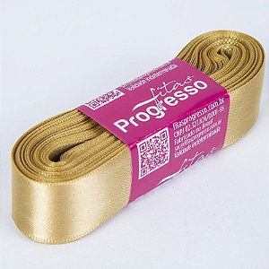 Fita De Cetim Progresso Ouro (Dourado) CF005, 22mm - Pç 10mt