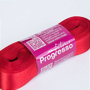 Fita De Cetim Progresso Vermelho CF005, 22mm - Peça 10mt