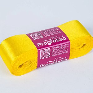 Fita De Cetim Progresso Amarelo Gema CF009, 38mm - Peça 10mt