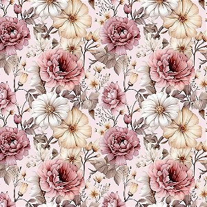 Tricoline Digital Devaneio Floral Rose 6, 50cm x 1,50mt