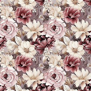 Tricoline Digital Devaneio Floral Rose 4, 50cm x 1,50mt