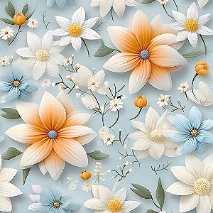 Tricoline Digital Soft Floral 1, 100% Algodão 50cm x 1,50mt