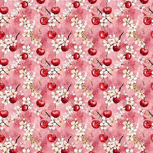 Tricoline Est. Digital Flor de Cerejeira Rosa 50cm x 1,50mt