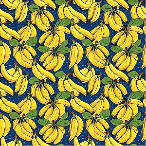 Tecido Tricoline Digital Fruta Banana, 100%Alg 50cm x 1,50mt
