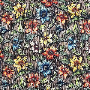 Tecido Tricoline Digital Floral c/ Textura, 50cm x 1,50mt