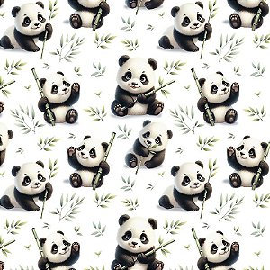 Flanela Estampado Digital Pandas Fofuras 50cm X 78cm
