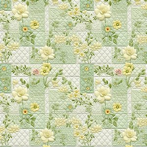 Tecido Tricoline Digital Quilt Verde 1, 100%Alg 50cm x 1,50m