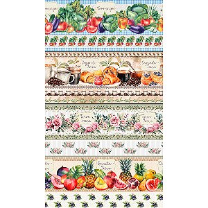 Tricoline Digital Barrado Semaninha Sabores, 50cm x 1,50mt