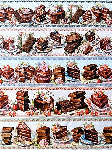 Tricoline Digital Barrado Sabor Chocolate, 50cm x 1,50mt