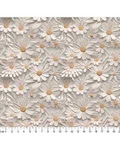 Tricoline Digital 3D Floral Renda 100% Algodão 50cm x 1,50mt