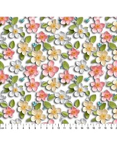 Tricoline Digital 3D Floral Liz 100% Algodão 50cm x 1,50mt