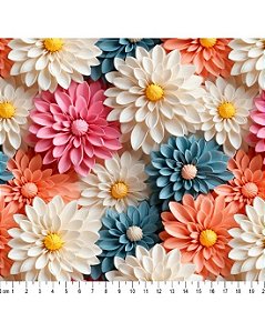 Tricoline Digital 3D Floral Lisa 100% Algodão 50cm x 1,50mt