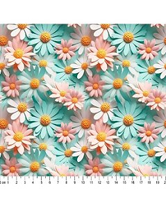 Tricoline Digital 3D Floral Isabella 100% Alg. 50cm x 1,50mt