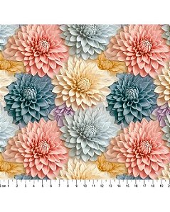 Tricoline Digital 3D Floral Dahlia 100% Alg. 50cm x 1,50mt